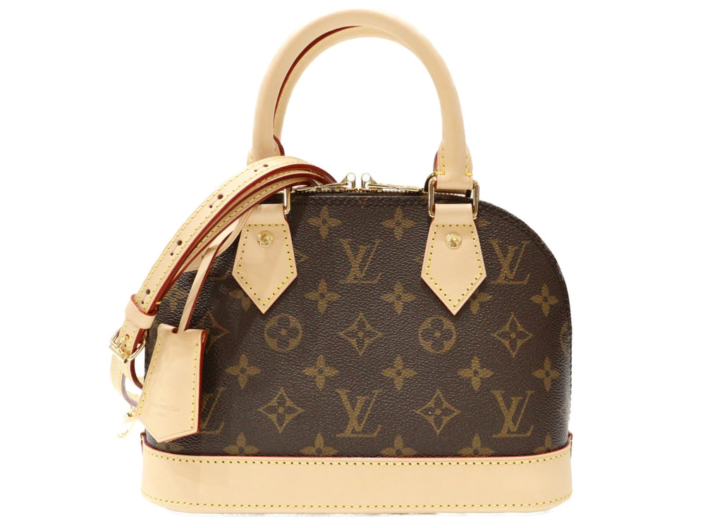 Louis Vuitton Alma Monogram Canvas Key Padlock Top Handle Bag Brown